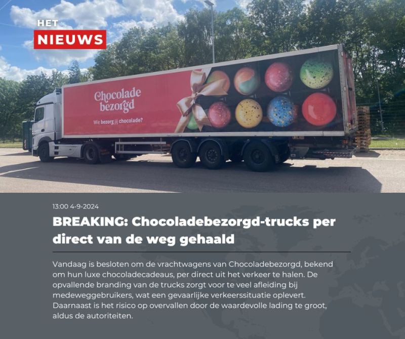 chocoladebezorgd vrachtwagen